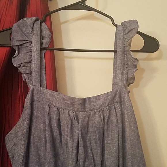 WEEKEND SALE! Denim Print Linen Dress - Picture 2 of 5